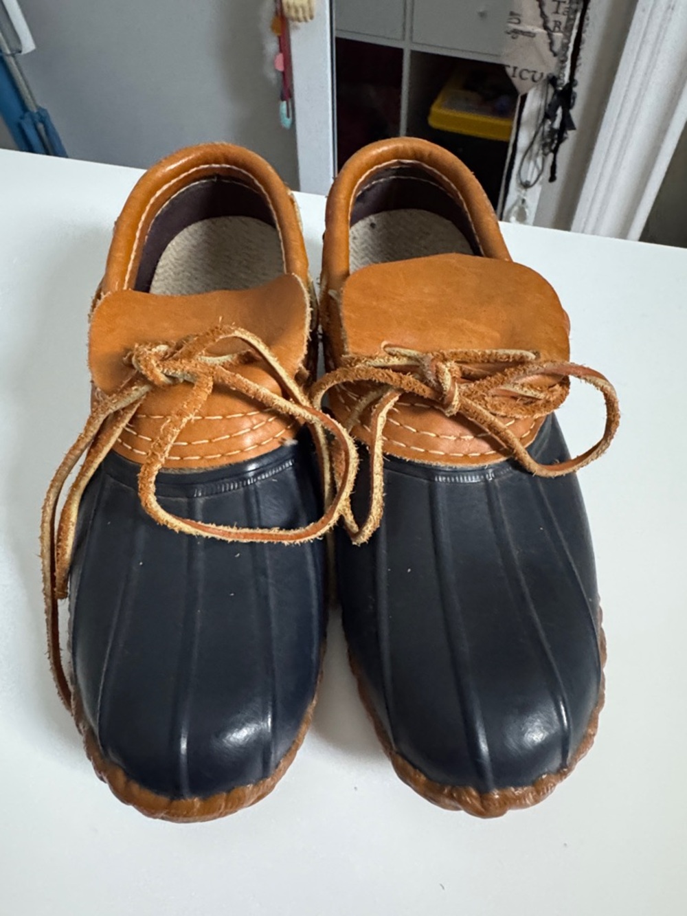 Women’s Vintage LL Bean Two-Tone Duck Shoes in Blue and Brown